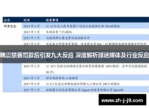 魏震禁赛罚款后引发九大反应 深度解析球迷媒体及行业反应